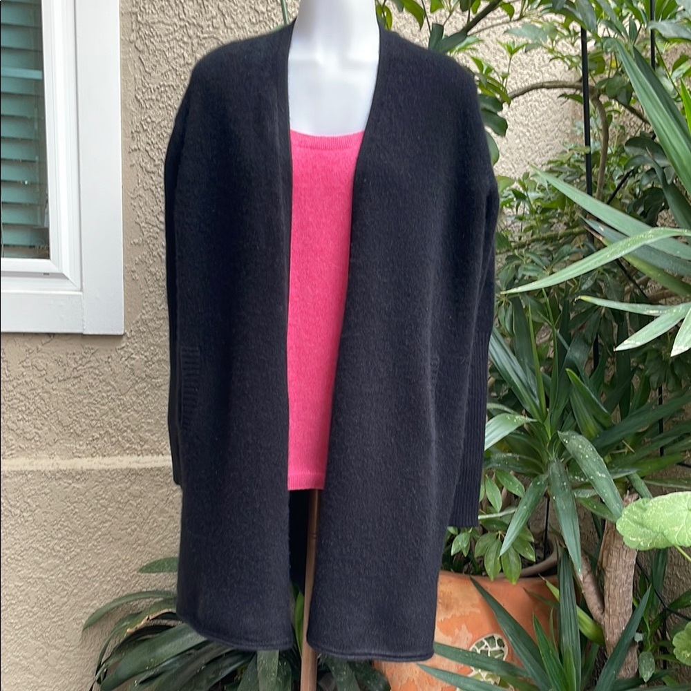 Black NAADAM Open-Front Cashmere Cardigan Sweater
